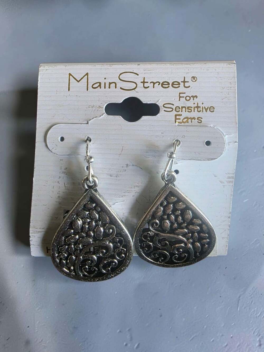 Main Street For Sensitive Ears Teardrop Dangle Earrings Silver